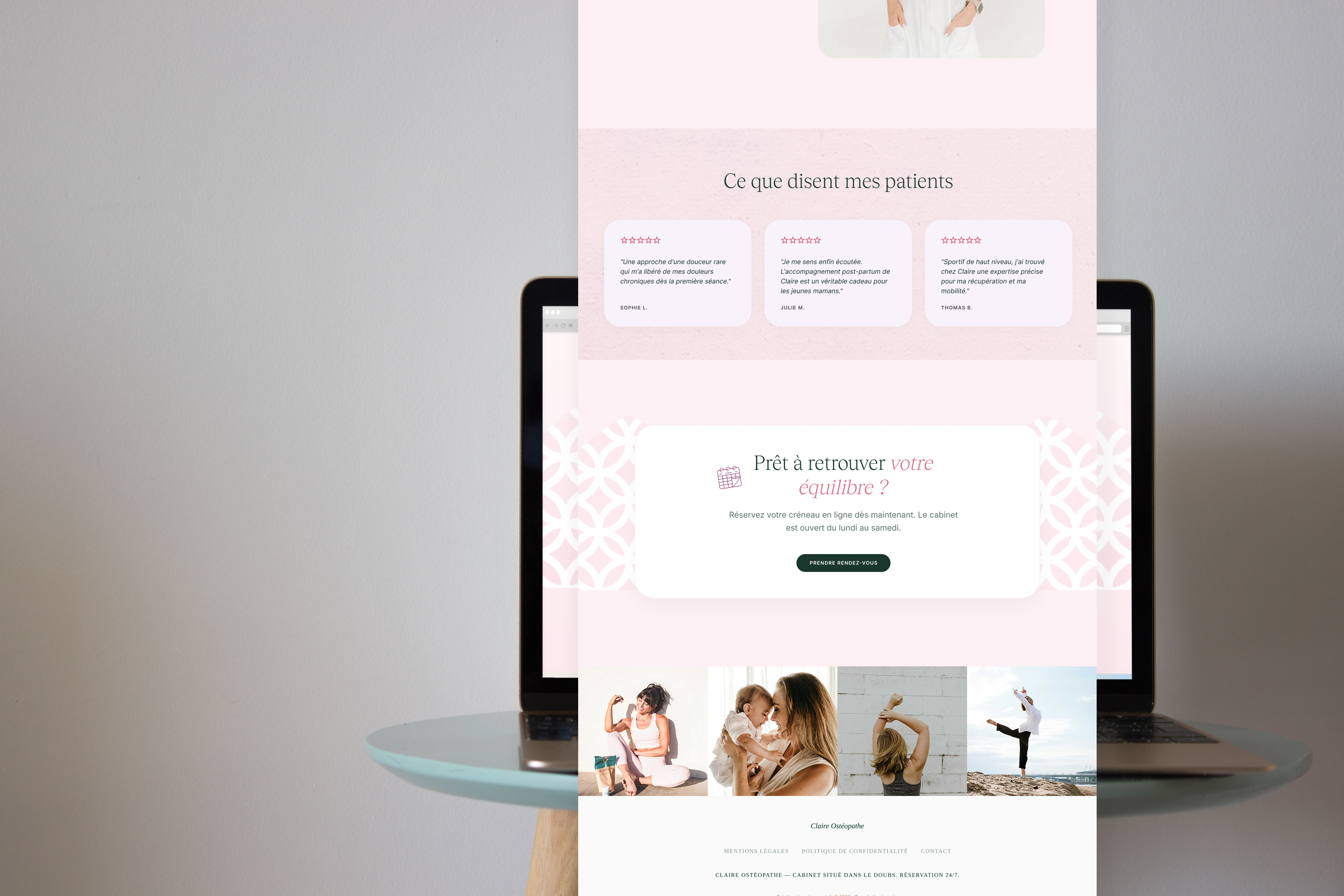 Claire Ostéopathe — Site vitrine & prise de rendez-vous